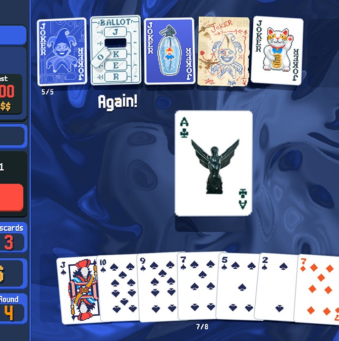 Poker game interface with card rows