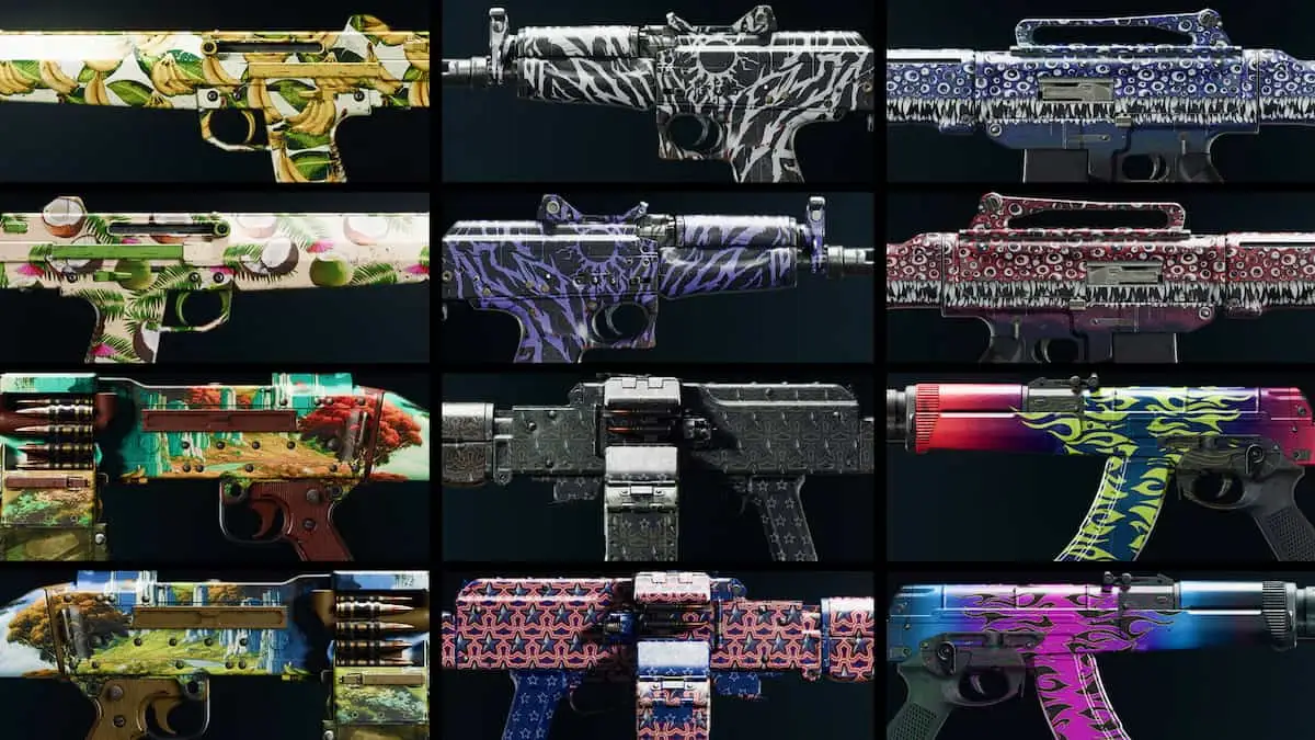 Colorful guns in CS2 game collage