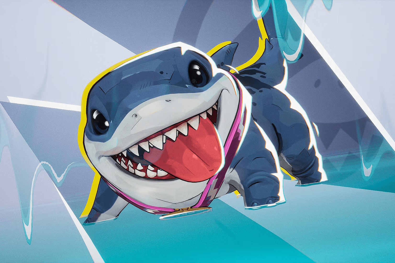 Smiling blue cartoon shark