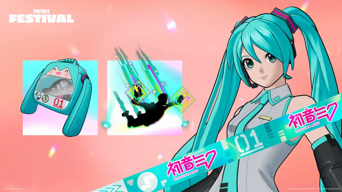 Hatsune Miku in Fortnite battle pose