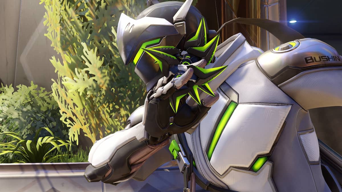 Overwatch hero posed for combat action