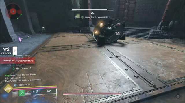 Metal wrecking ball on floor