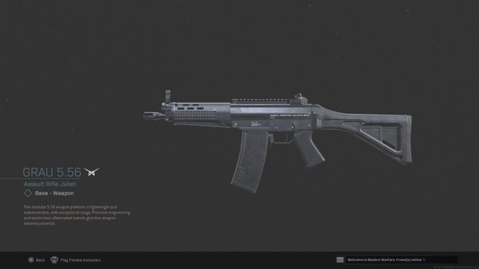 Gray Grau 5.56 assault rifle