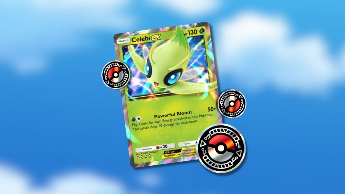 Pokémon card with coins